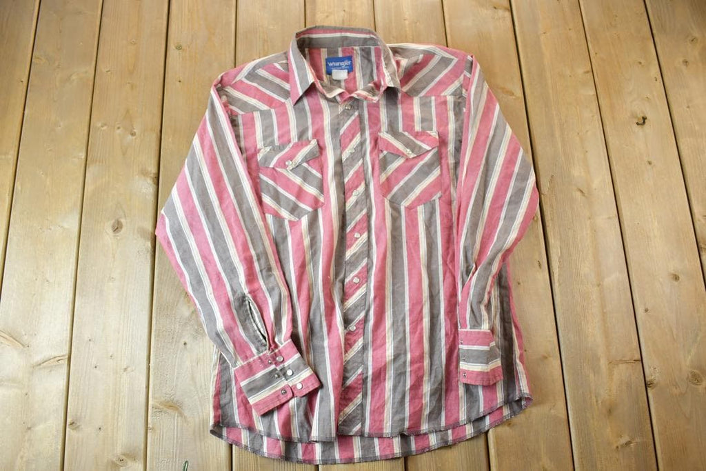 Vintage 1990s Wrangler Western Shirts Striped Button Up Shirt
