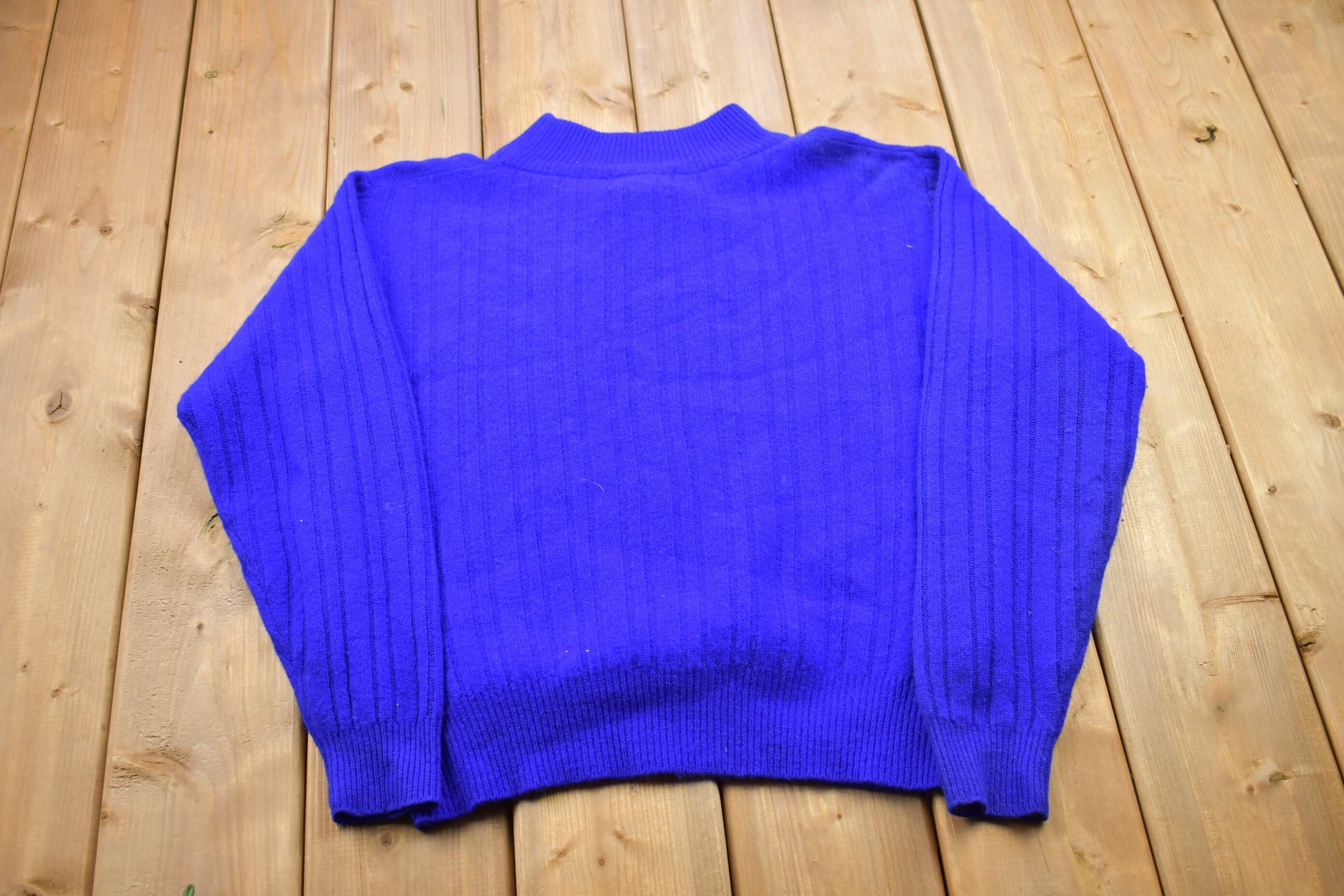 Vintage 1990s Blue Blank Knitted Crewneck Sweater