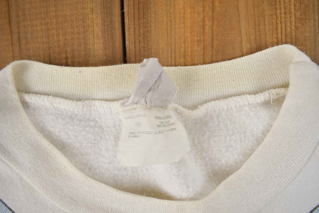 Vintage 1990s Cute Penguin Graphic Grandma Style Crewneck Sweater Made In Canada