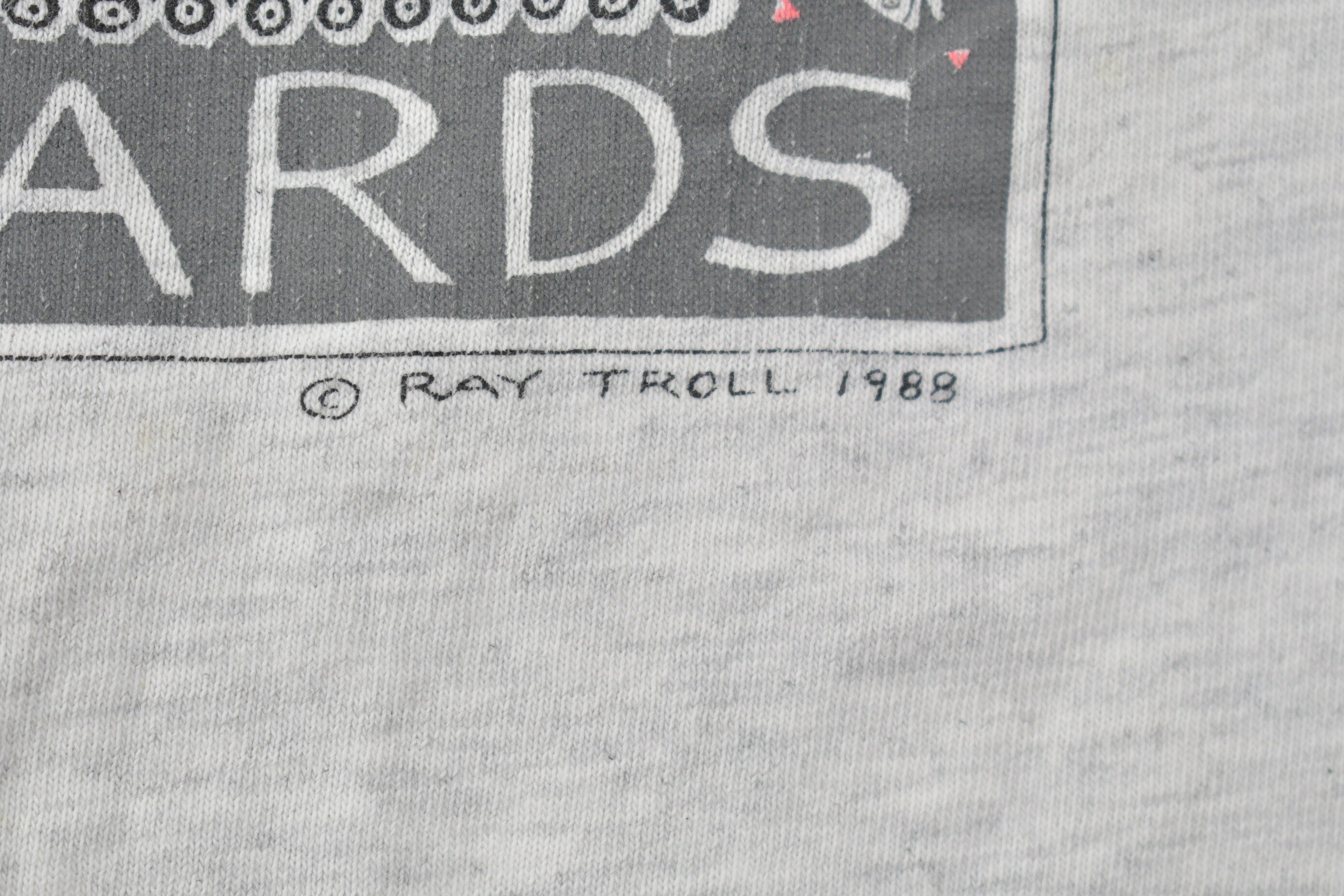 Vintage 1988 Bass Ackwards Fish Ray Troll Graphic T-Shirt