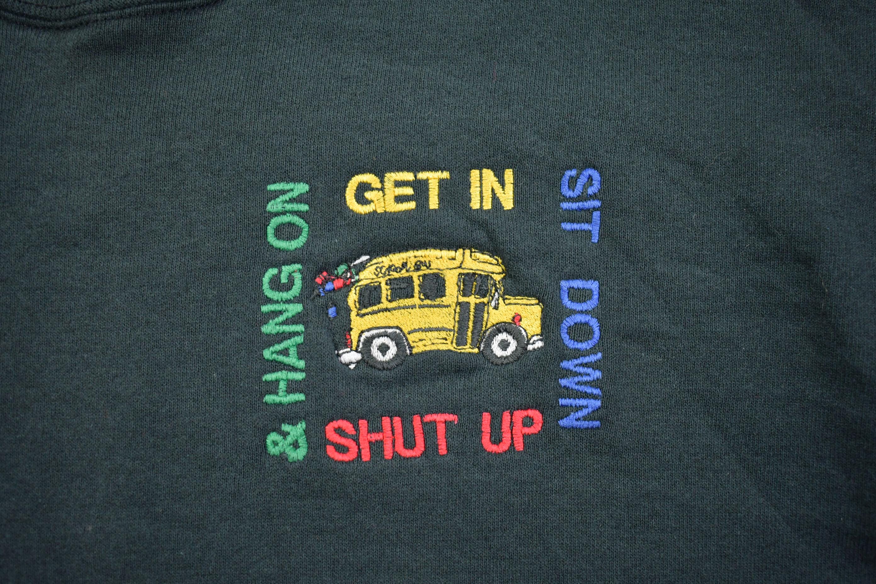 Vintage 1990s Jerzees Supersweats Embroidered Bus Crewneck Sweatshirt Made In USA