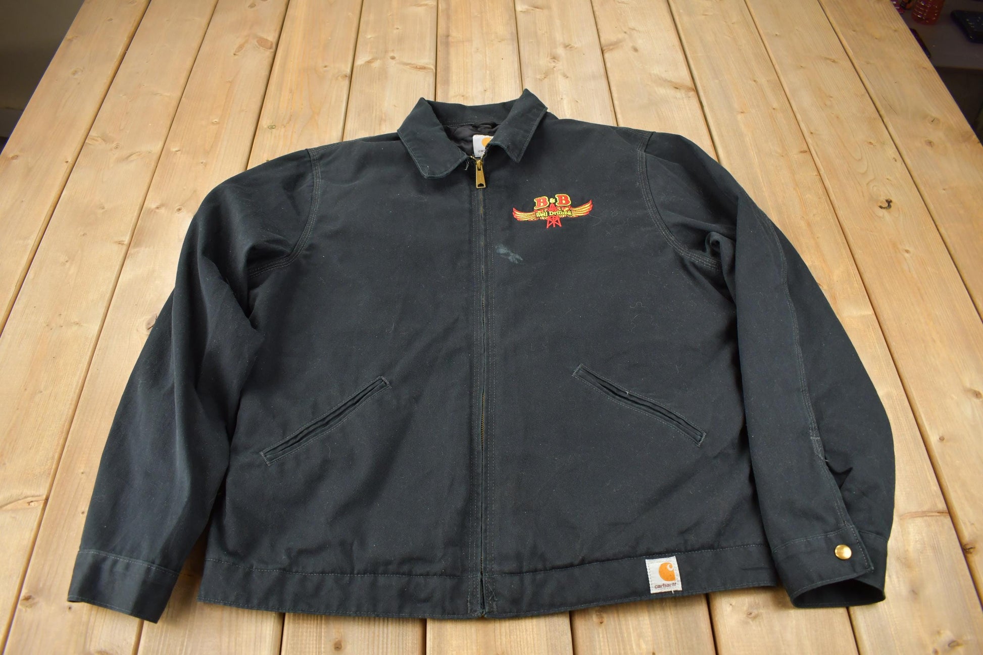 Vintage Y2K Embroidered Carhartt Detroit Jacket Size L Oil Drilling Company