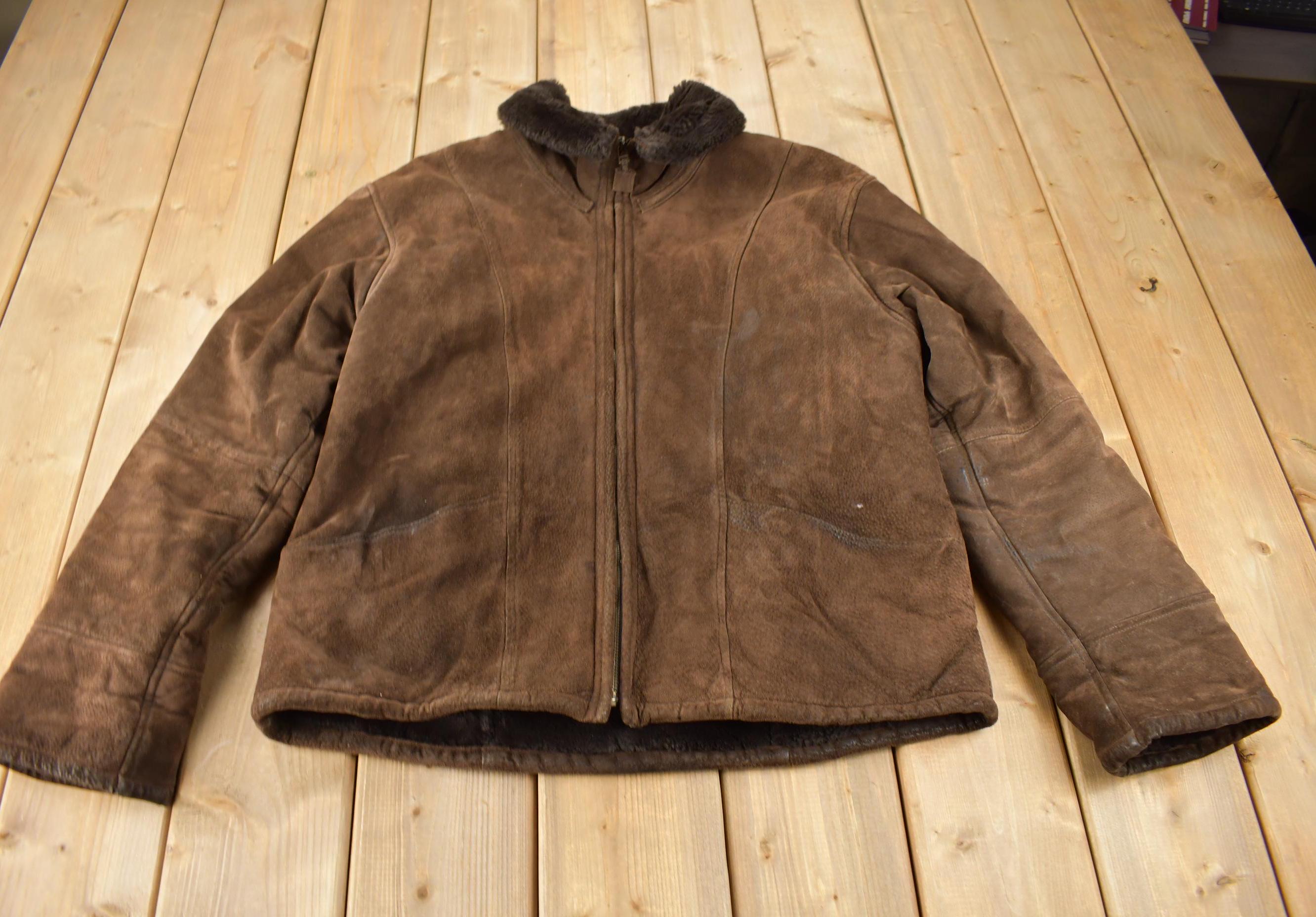 Vintage 1990s Hechter Jeans Authentic Shearling Zip Up Jacket Size L