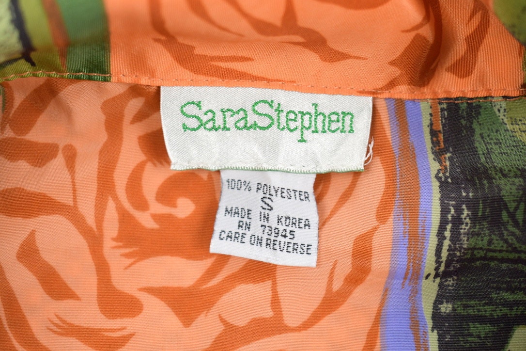 Vintage 1990s Abstract Floral Button Up Short Sleeve Shirt