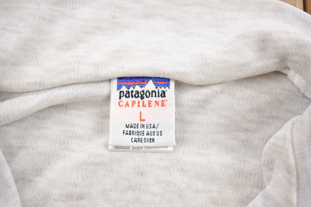 Vintage 1990s Patagonia Blank Grey Zip Up Turtleneck Sweater