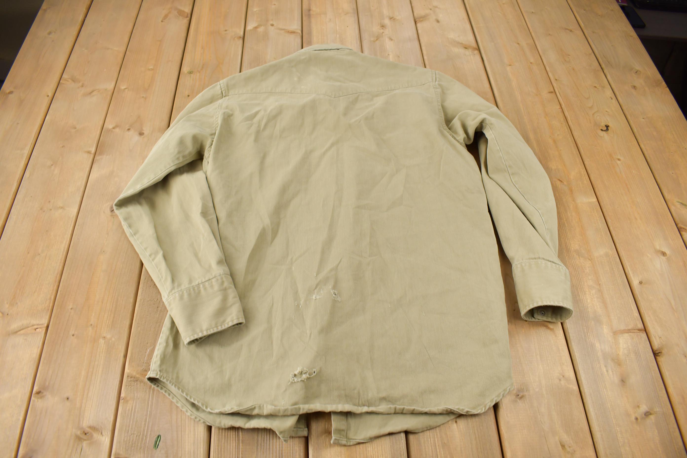 Vintage 1980s Carhartt Beige Snap Button Up Shirt