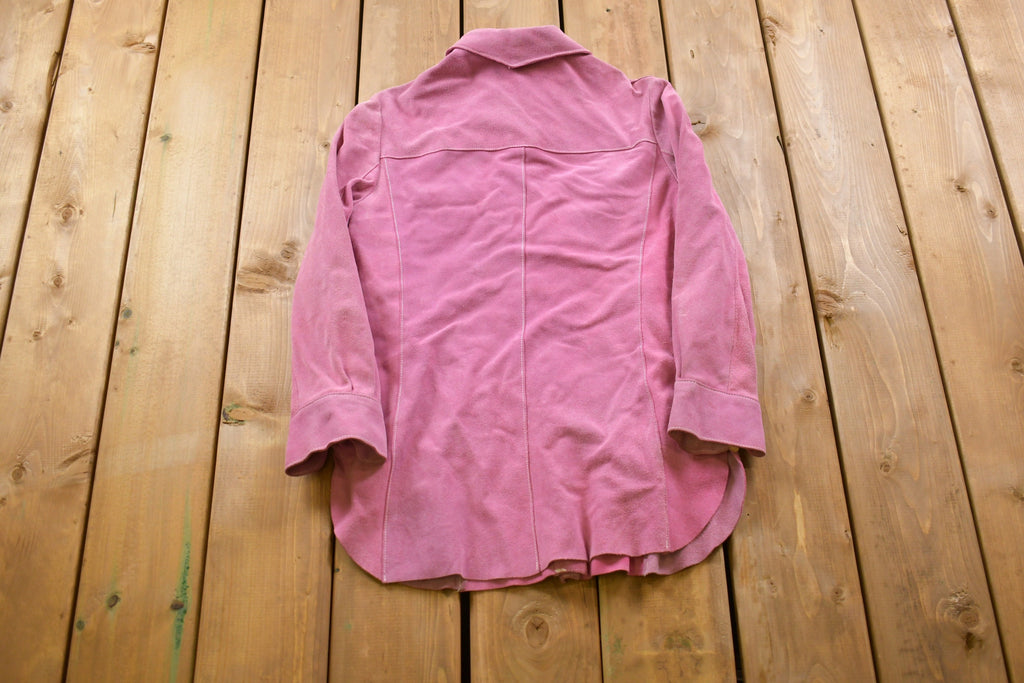 Vintage 1960s Pink Suede Leather Button Up Jacket