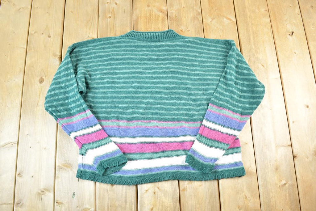 Vintage 1990s Paris Sport Club Knit Abstract Pattern Crewneck Sweater Womens M