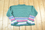 Vintage 1990s Paris Sport Club Knit Abstract Pattern Crewneck Sweater Womens M