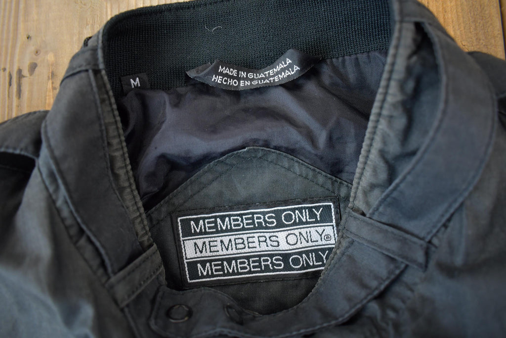 Vintage 1990s Members Only Black Windbreaker Jacket