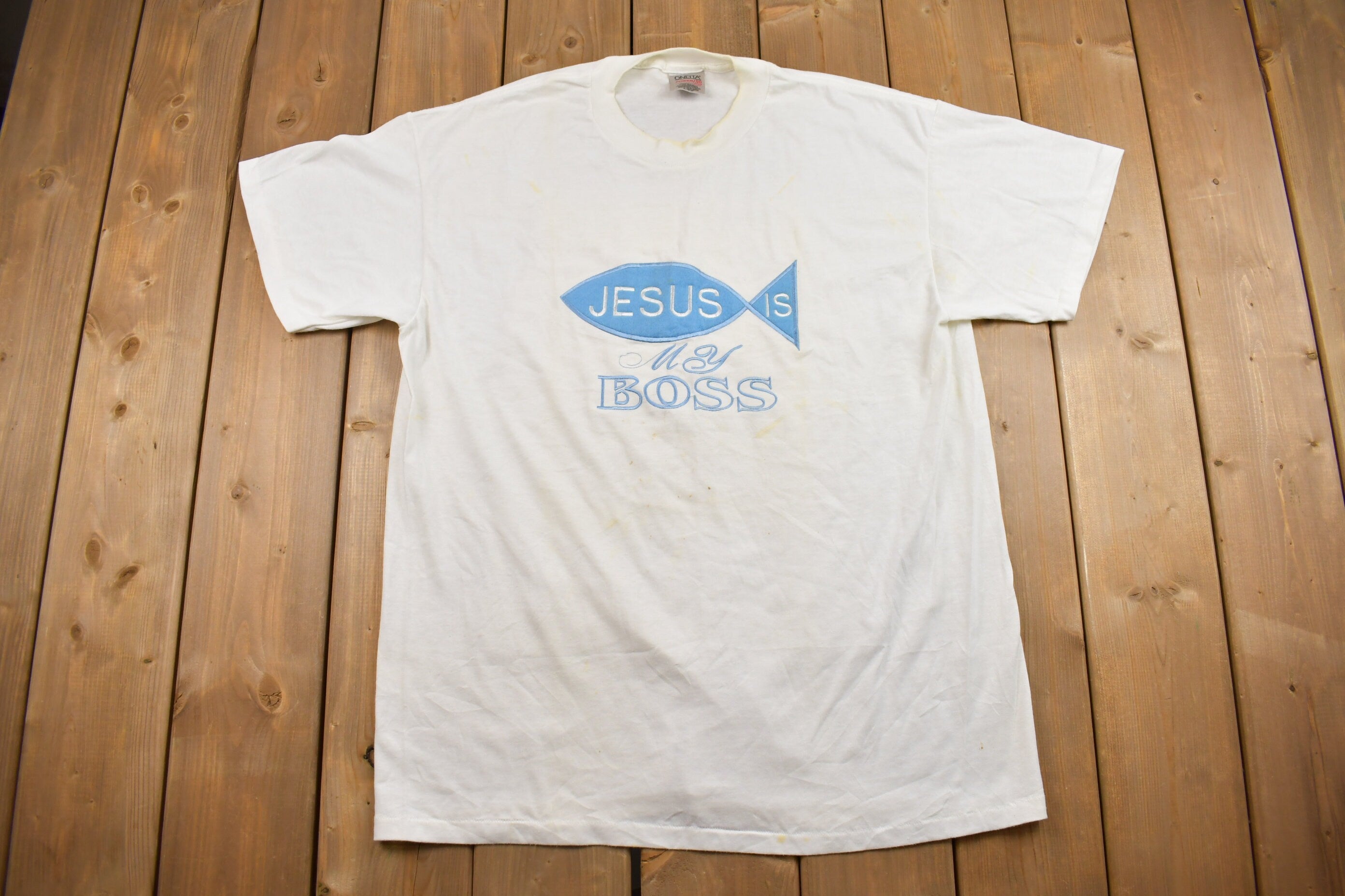 Vintage 1990s Jesus is my Boss Graphic T Shirt