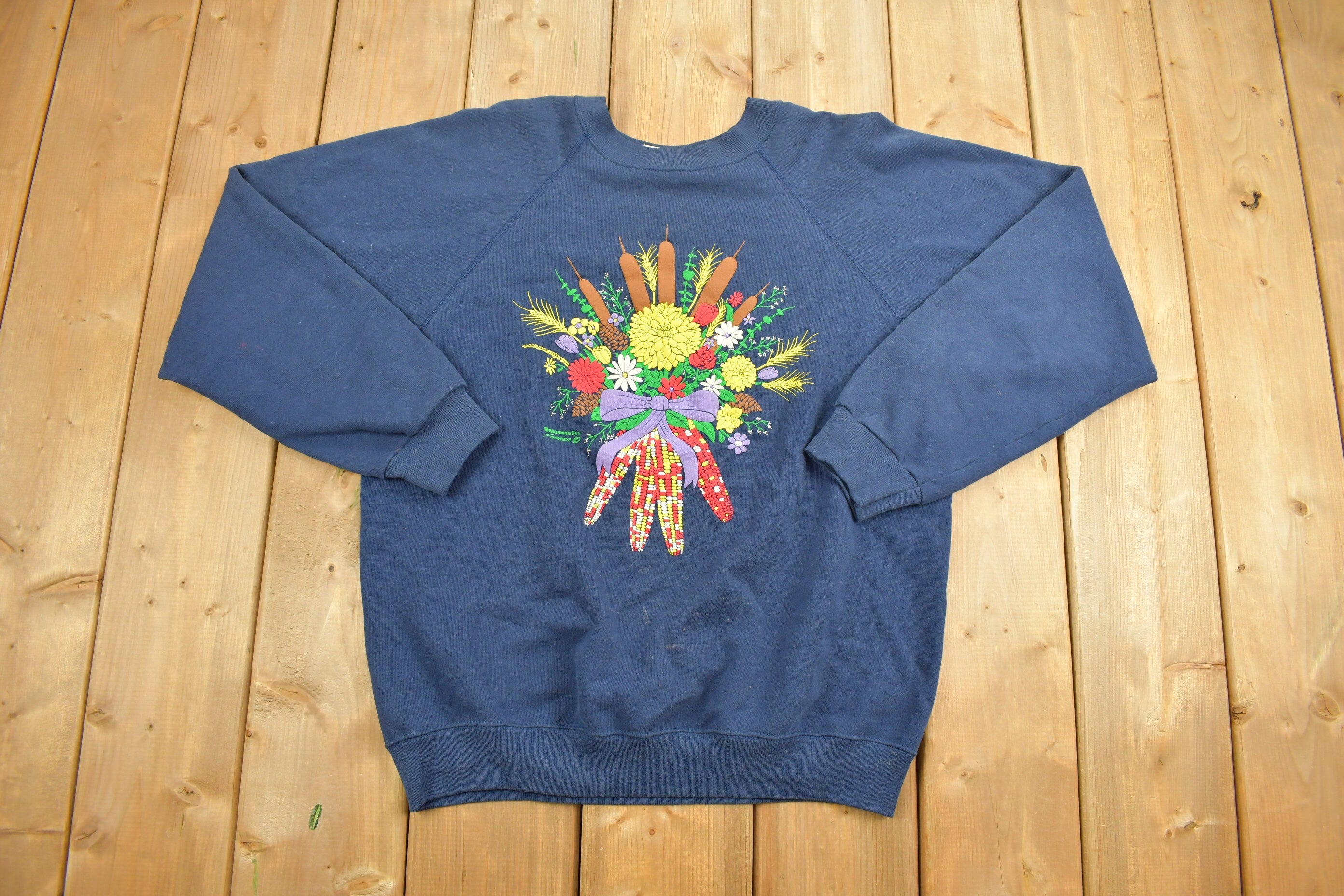 Vintage 1980s Floral Bouquet Theme Hanes Crewneck Sweater