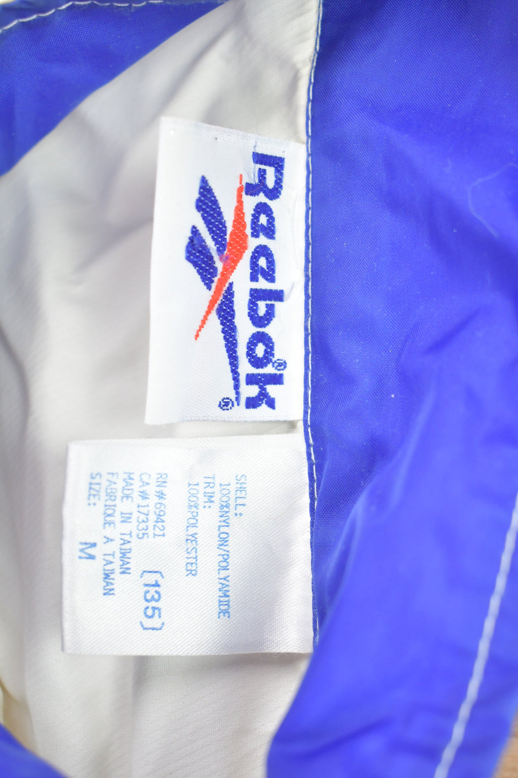 Vintage 1980s Reebok Full Zip Windbreaker Jacket