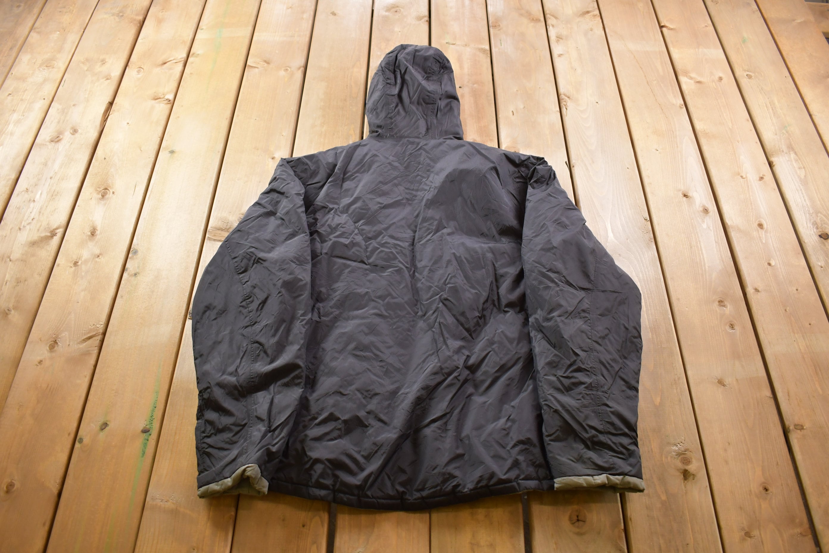 Vintage 1990s K-Way Hooded Winter Jacket / Vintage Winter Jacket / Outerwear / Black Jacket / Winter Wear / Vintage 90s Jacket