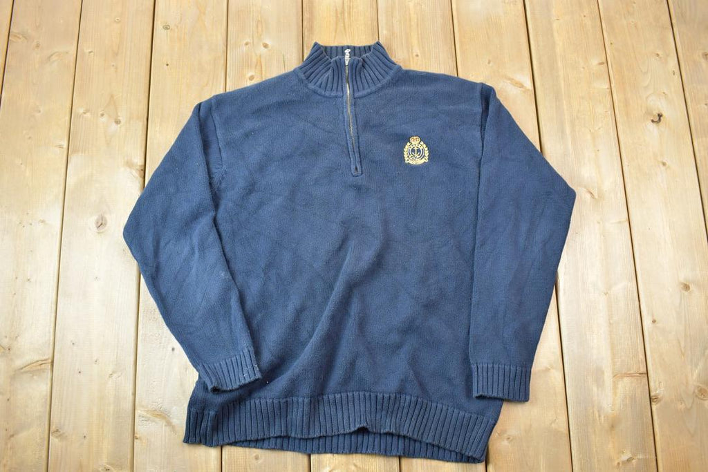 Vintage 1990s Lauren Ralph Lauren Quarter Zip Knit Mock Neck Sweater