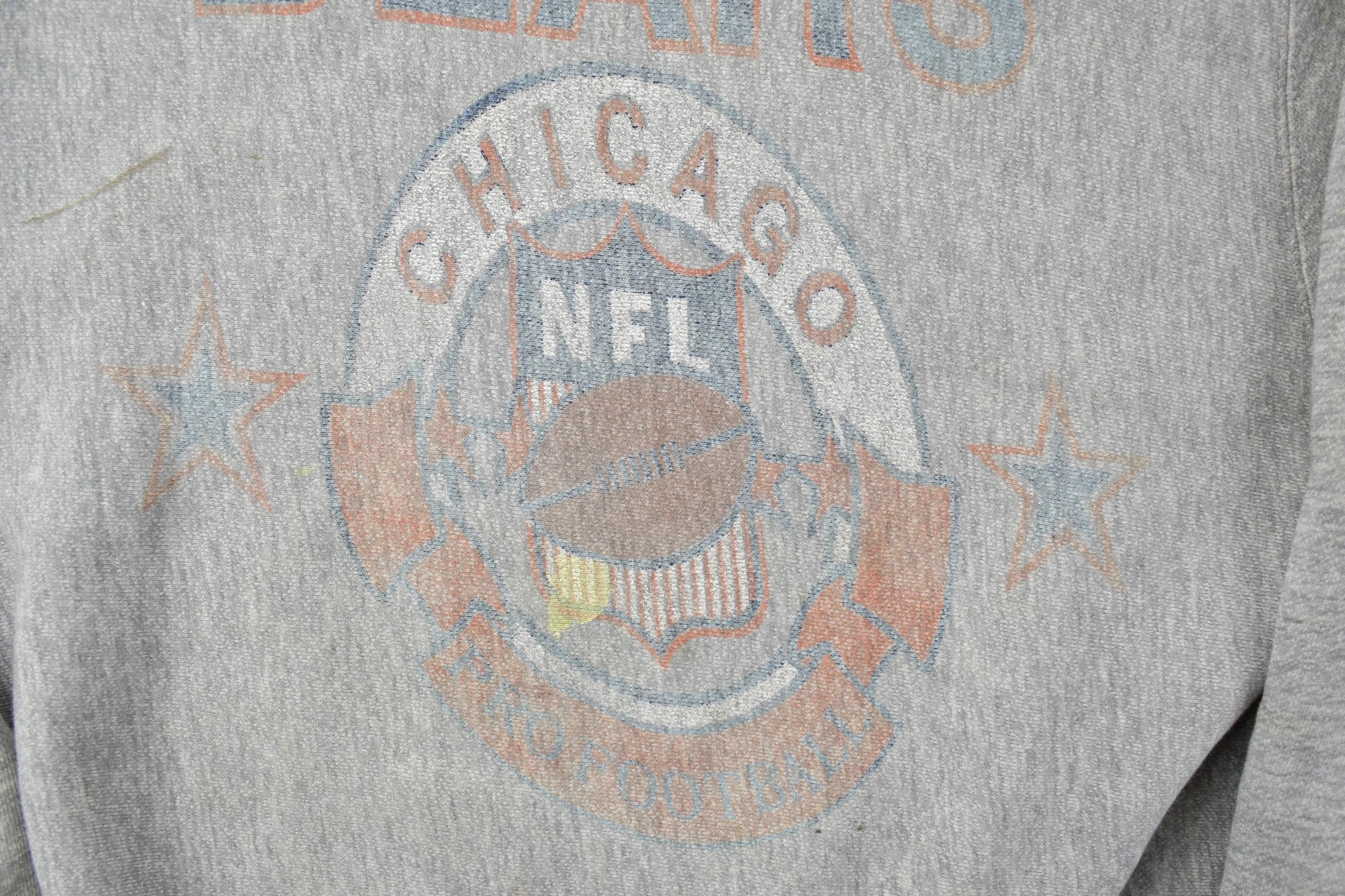 Vintage 1990s Chicago Bears Distressed Logo 7 Reverse Grain University Collegiate Crewneck