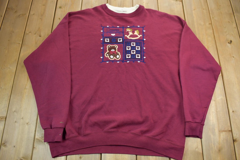 Vintage 1990s Cute Grandma Style Crewneck Sweater Made In USA