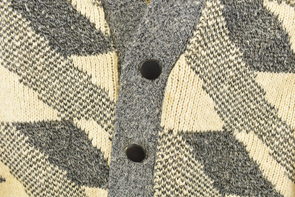 Vintage 1990s London Fog Knit Abstract Pattern Cardigan Sweater Mens Large