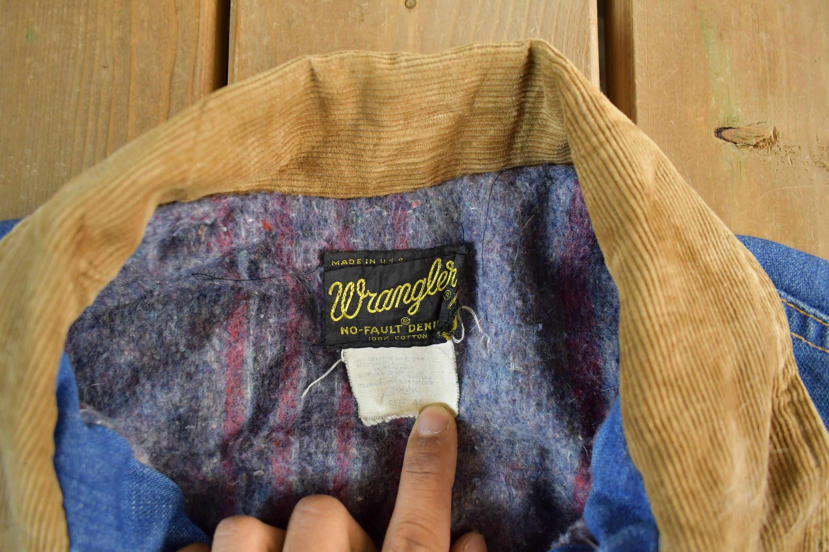 Vintage 1980s Wrangler Western Wear Blanket Lined Denim Jean Jacket Men's 44