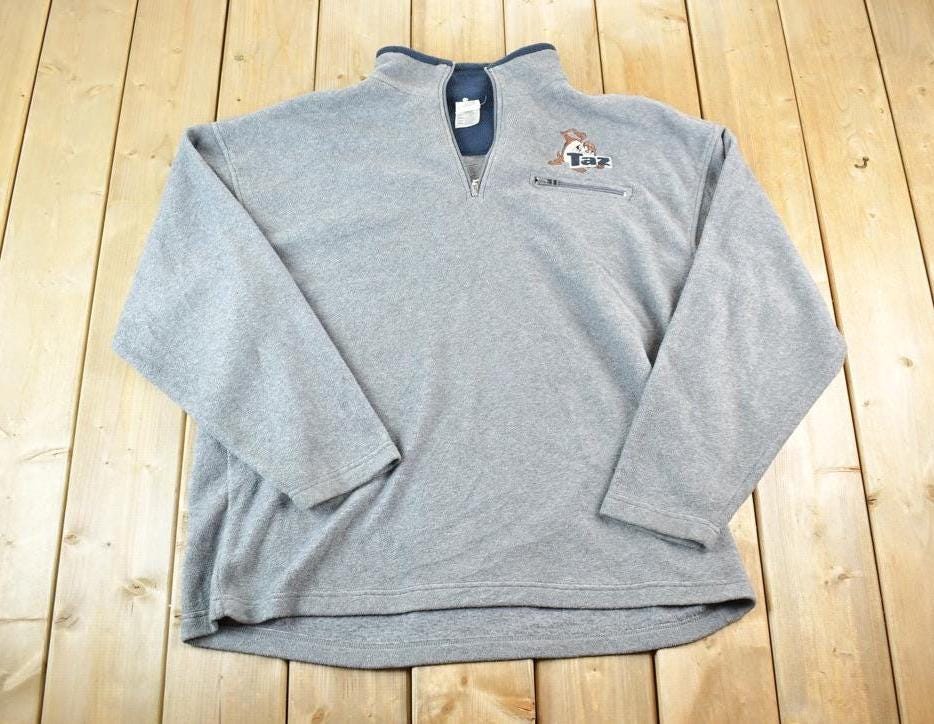Vintage 1990s Warner Brothers Fleece Taz Embroidered Outdoorsman Sweater