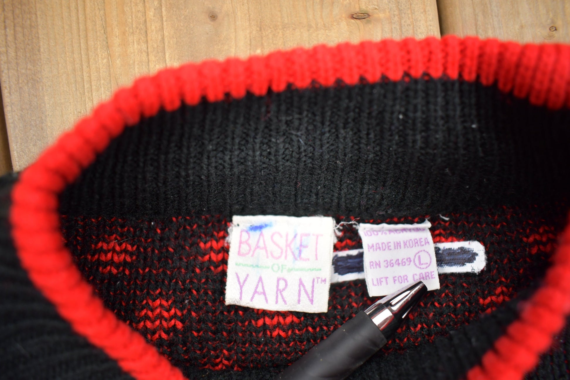 Vintage 1990's Basket Yarn Womens Floral Knit Mock Neck Sweater