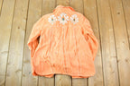 Vintage 1970s Maximum Floral Embroidered Button Up Shirt Womens M
