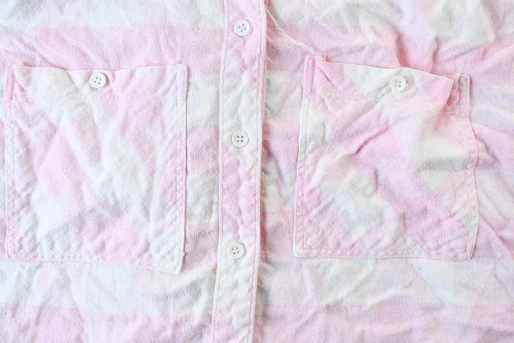 Vintage 1990s Hunter's Glen Pink & White Striped Button Up Flannel Shirt