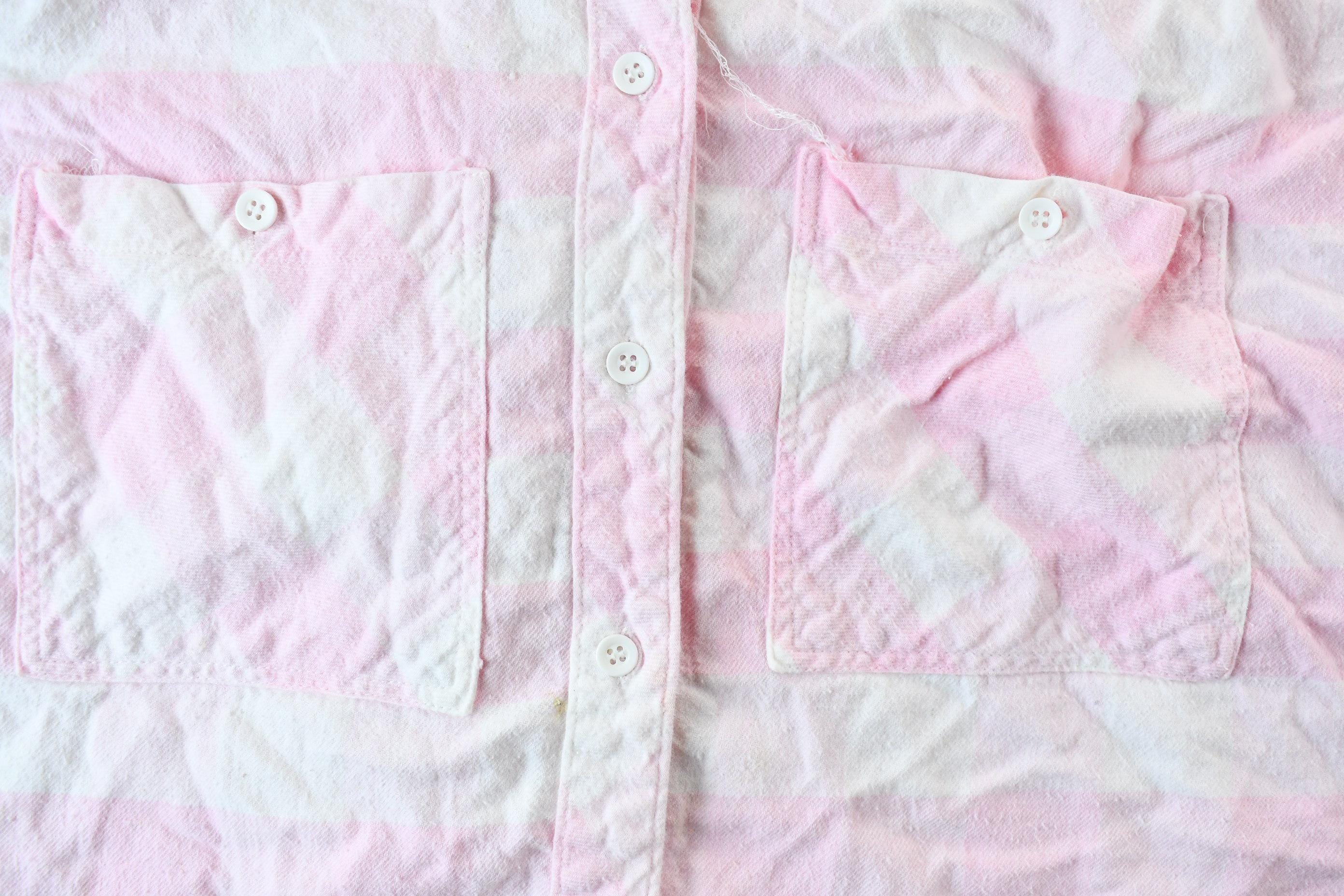 Vintage 1990s Hunter's Glen Pink & White Striped Button Up Flannel Shirt