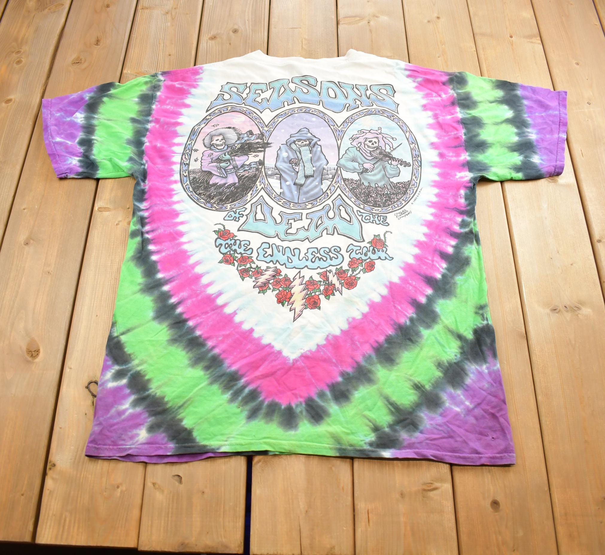 Vintage 1993 Grateful Dead All Over Print Tie Dye T-shirt Made In USA