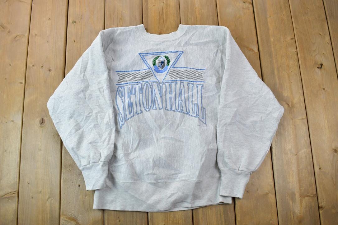 Vintage 1990 Setonhall University Collegiate Crewneck  Embroidered  NCAA Sweatshirt  Sportswear  Americana