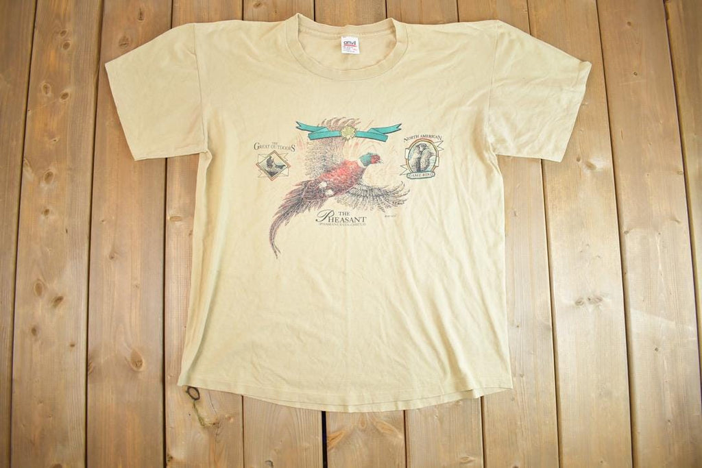 Vintage 1990s The Great Outdoors Pheasant Graphic T Shirt Made In USA Single Stitch
