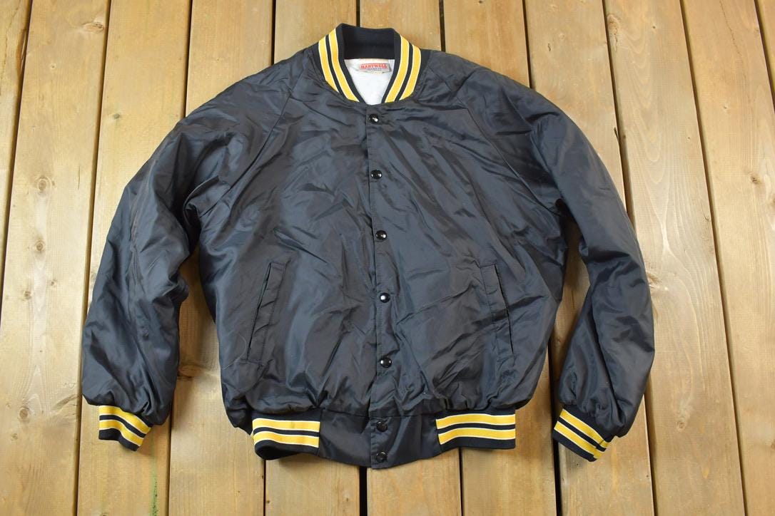 Vintage 1990s Iowa Hartwell Jackets Satin Button Up University of Collegiate NCAA Jacket