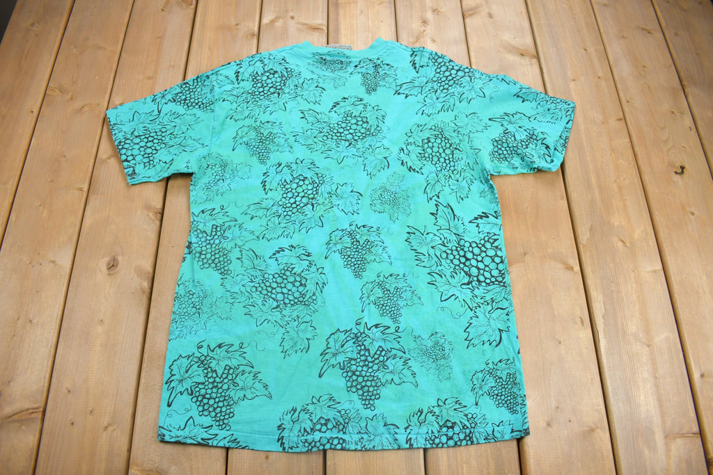 Vintage 1980s Napa Valley All Over Print Grape Theme Souvenir T Shirt