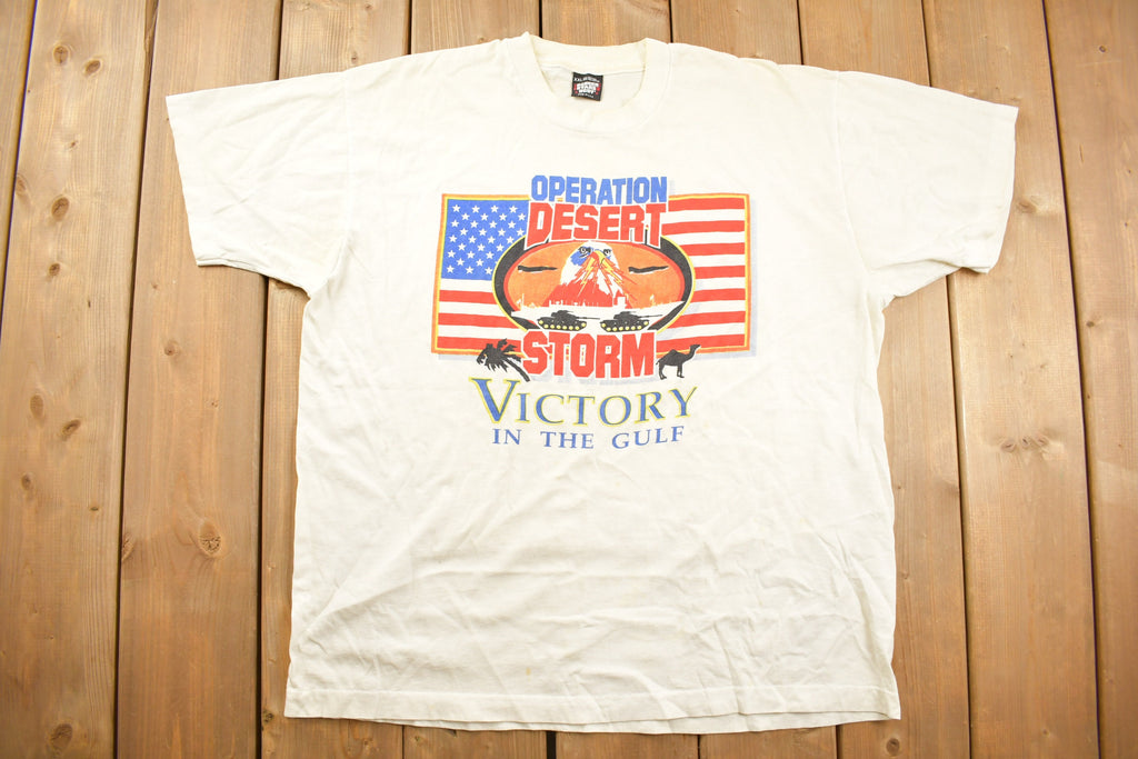 Vintage 1990s Operation Desert Storm Military Graphic T Shirt