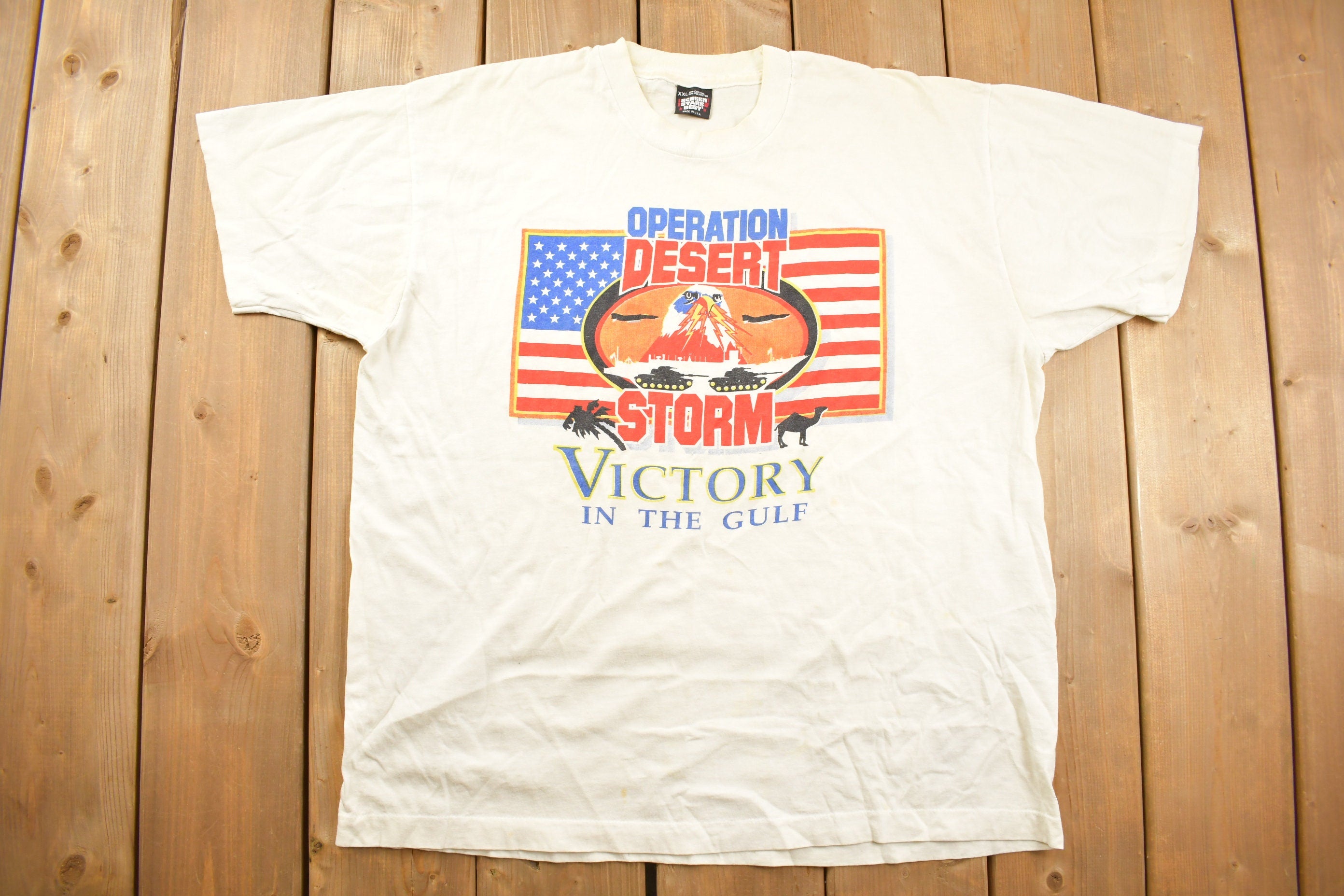 Vintage 1990s Operation Desert Storm Military Graphic T Shirt
