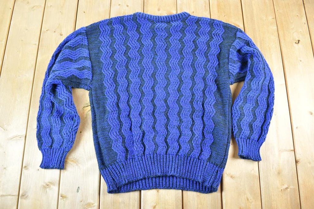 Vintage 1990s Software Knit Abstract Pattern Crewneck Sweater Mens L