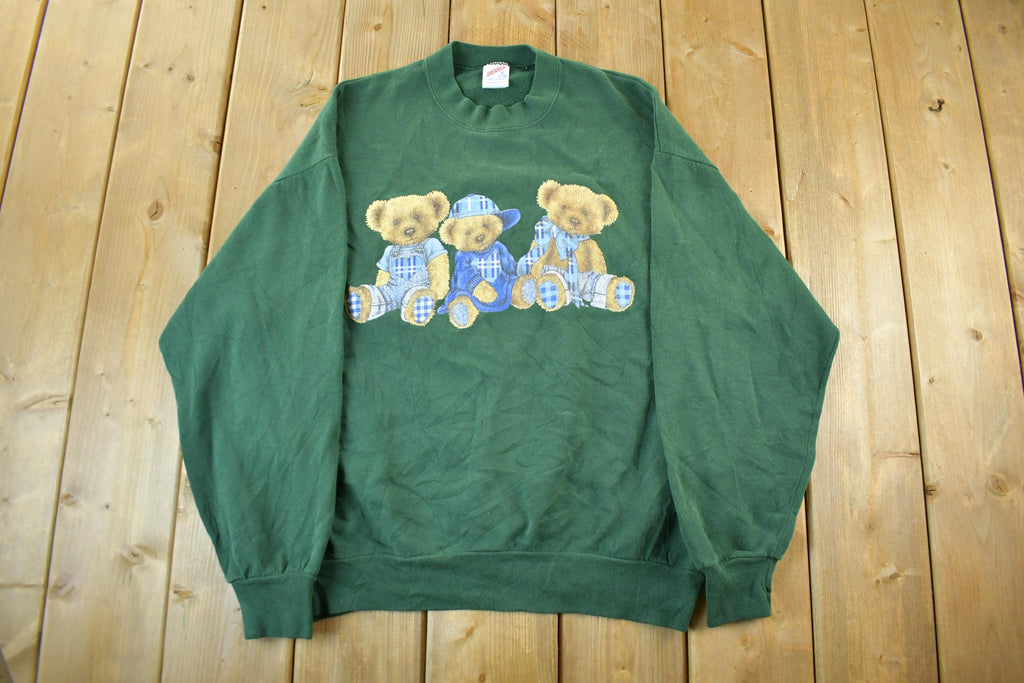 Vintage 1990s Cute Teddy Bear Theme Crewneck Sweater Adult Large