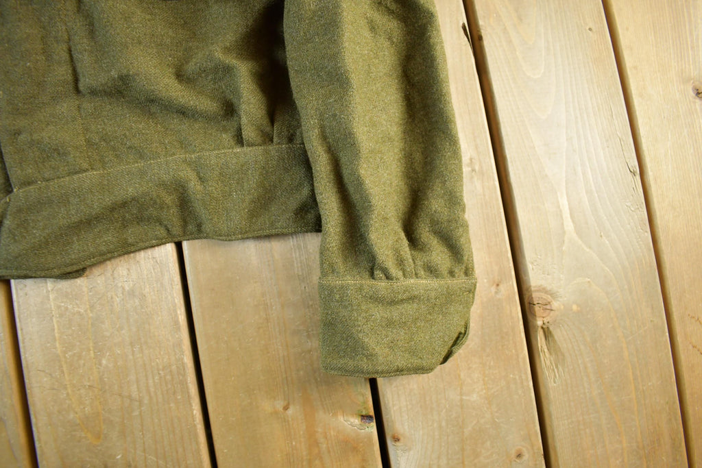 Vintage 1970s Military Wool Button Up Collared Army Jacket Men's Small