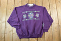 Vintage 1990s Morning Sun Petite Cute Floral Double Collar Crew Neck Sweater