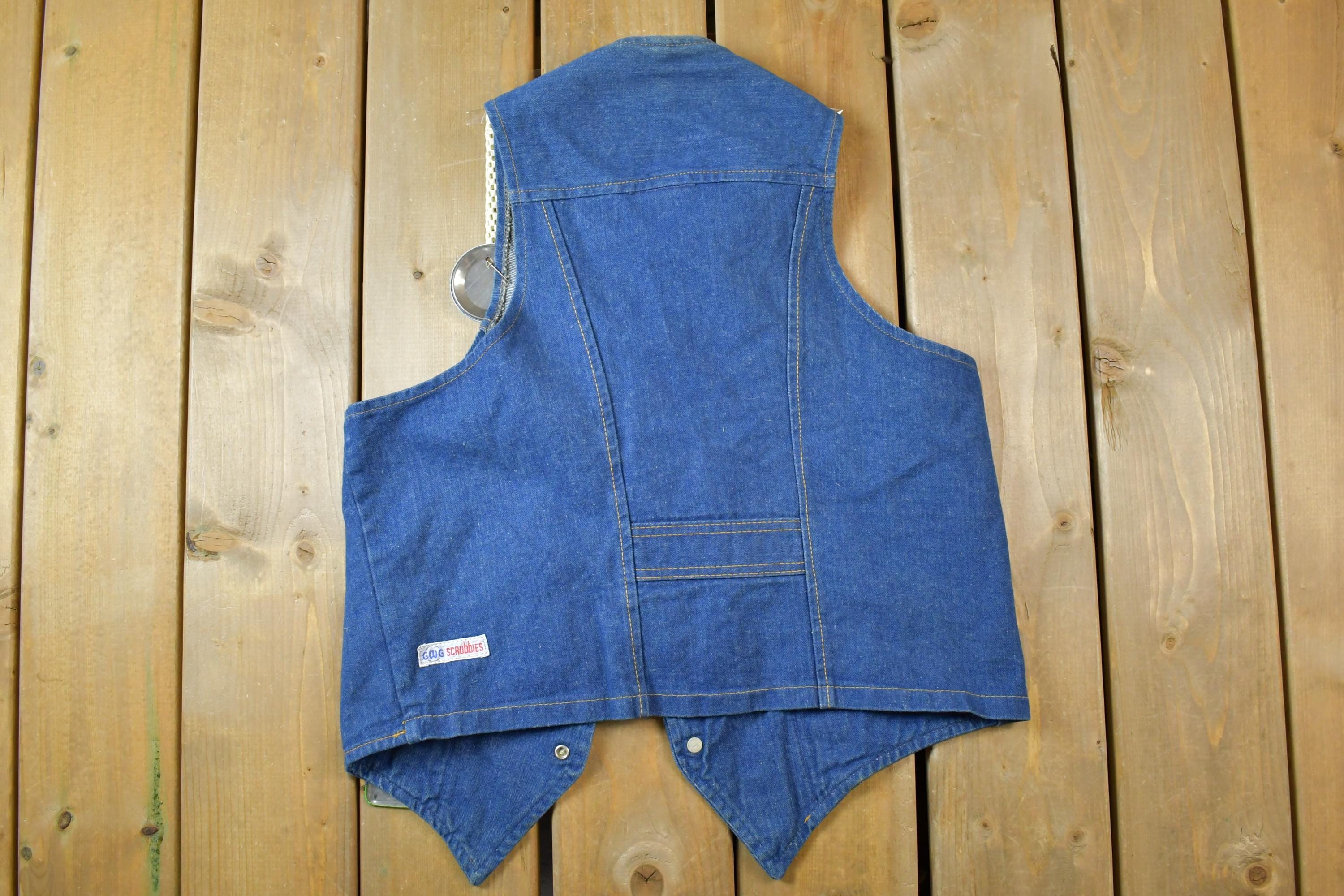 Vintage 1990s Custom Jean Jacket Button Vest Made In USA