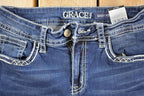 Vintage Deadstock Y2K Grace LA Bedazzled Low Rise Jeans Women's Size 27 x 32