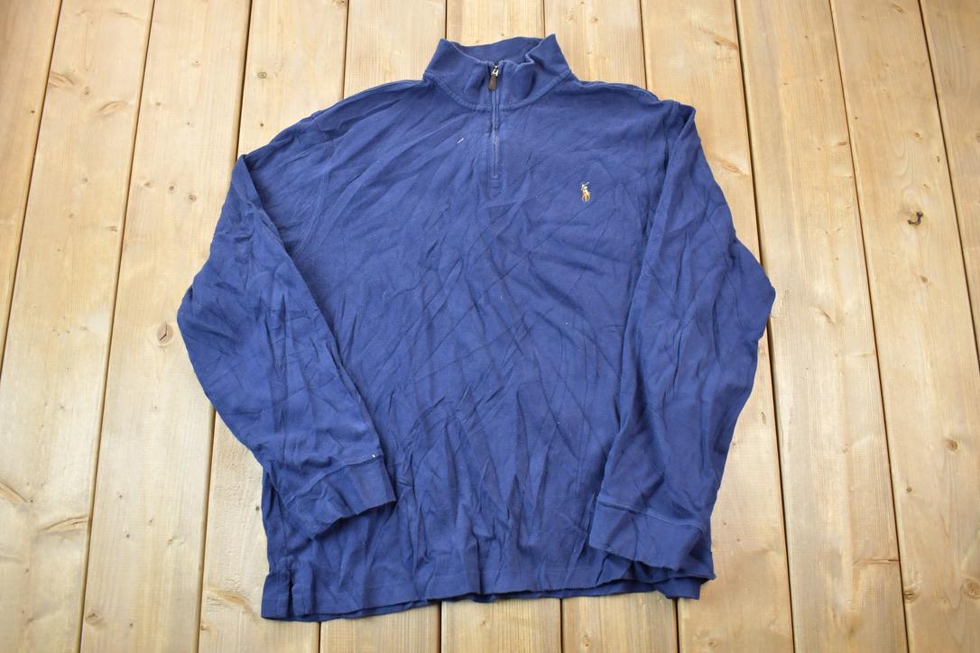 Vintage 1990s Polo Ralph Lauren Knit Quarter Zip Mock Neck Sweater