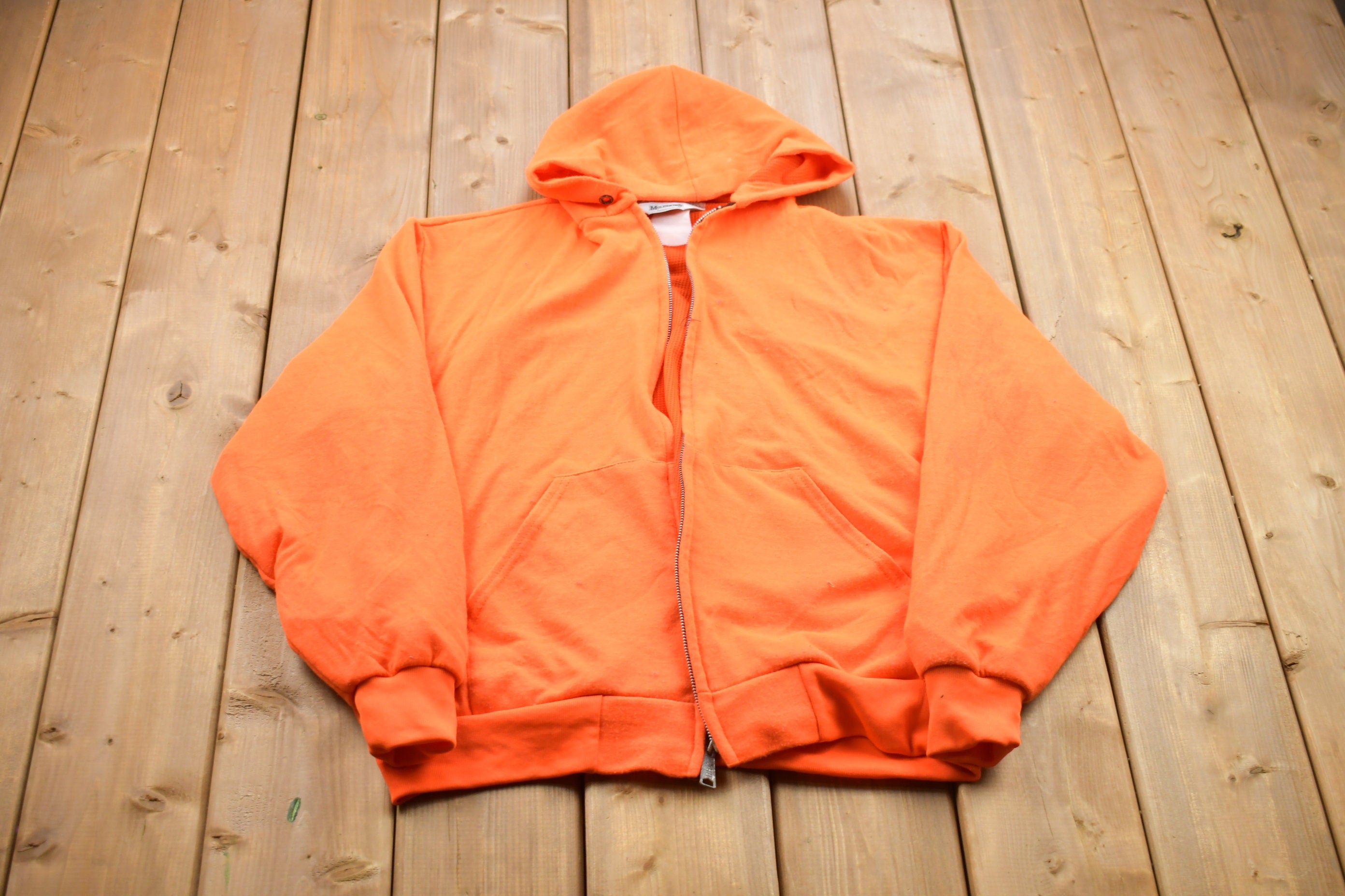 Vintage 1990s Muleskins Thermal Blank Zip Up Hoodie