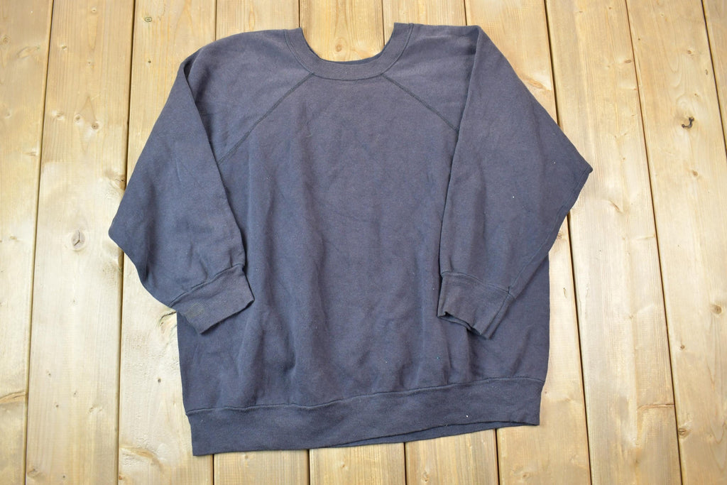 Vintage 1990s Distressed Faded Black Blank Crewneck Sweatshirt  90s Crewneck  Made In USA  Streetwear  Embroidered