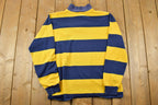 Vintage 1990s Cia Striped Rugby Style Quarter Button Up Shirt