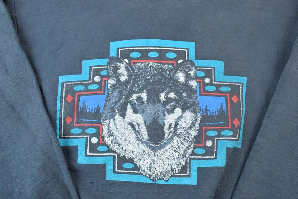 Vintage 1990s Aztec Wolf Outdoorsman Crewneck Sweatshirt