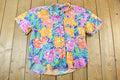 Vintage 1990s Liz Sport Neon Floral Button Up Shirt