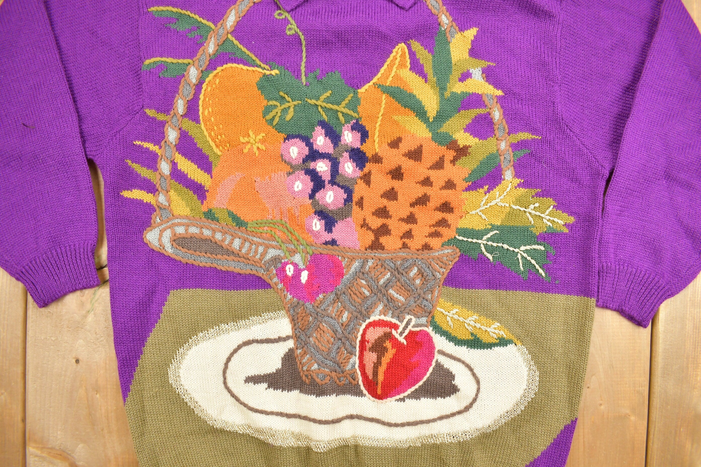 Vintage 1990s Fruit Bowl Knit Sweater