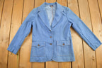 Vintage 1980s Koret City Blues Blue Button Up Blazer Jacket
