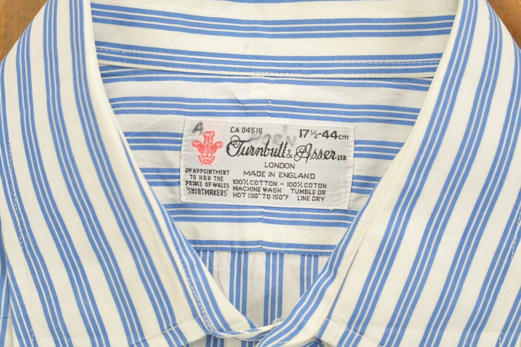 Vintage 1990s Turnbull London Striped Blue Button Up Shirt